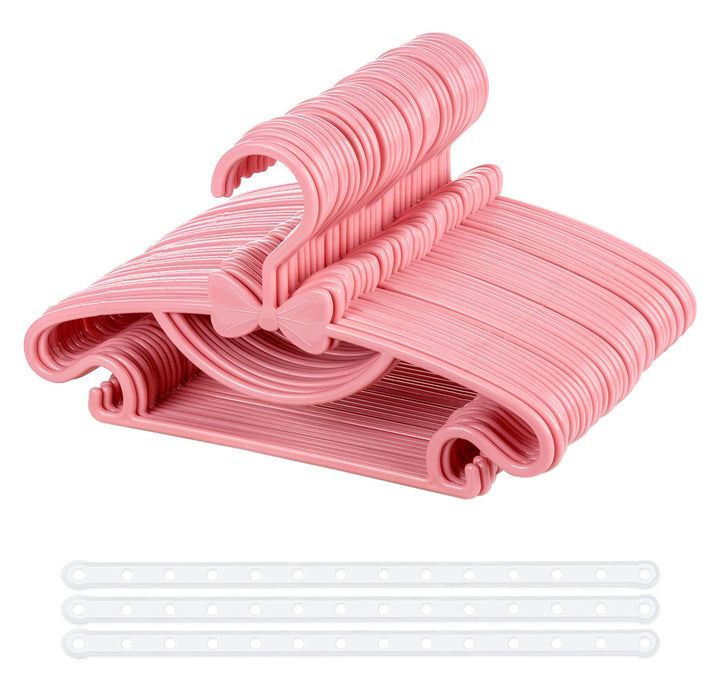 Baby Kleiderbügel Rosa, 40 Stück Babykleiderbügel Set mit Süssen Bögen, rutschfest Kinderkleiderbüge