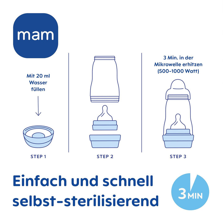 MAM Easy Start Anti-Colic Babyflasche (160 ml), besonders gut akzeptierte Milchflasche, Baby Trinkfl
