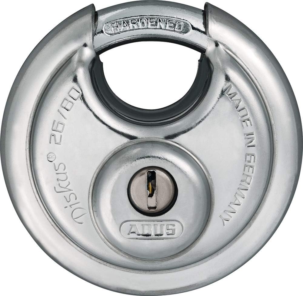 ABUS 82344 26WY/80 m. 4 Schl. Diskus-Hangschloss 80mm mit Sicherungskarte, 80mm mit Sicherungskarte