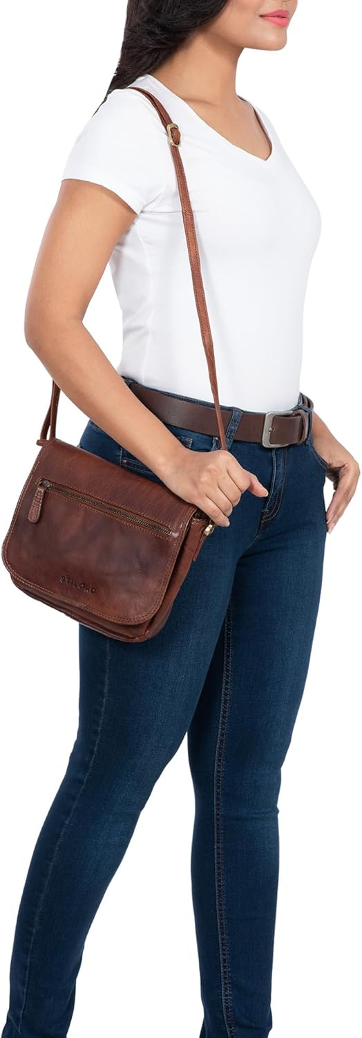STILORD 'Elsa' Umhängetasche Damen Leder klein Handtasche Frauen Vintage kleine Damentasche Ausgehen
