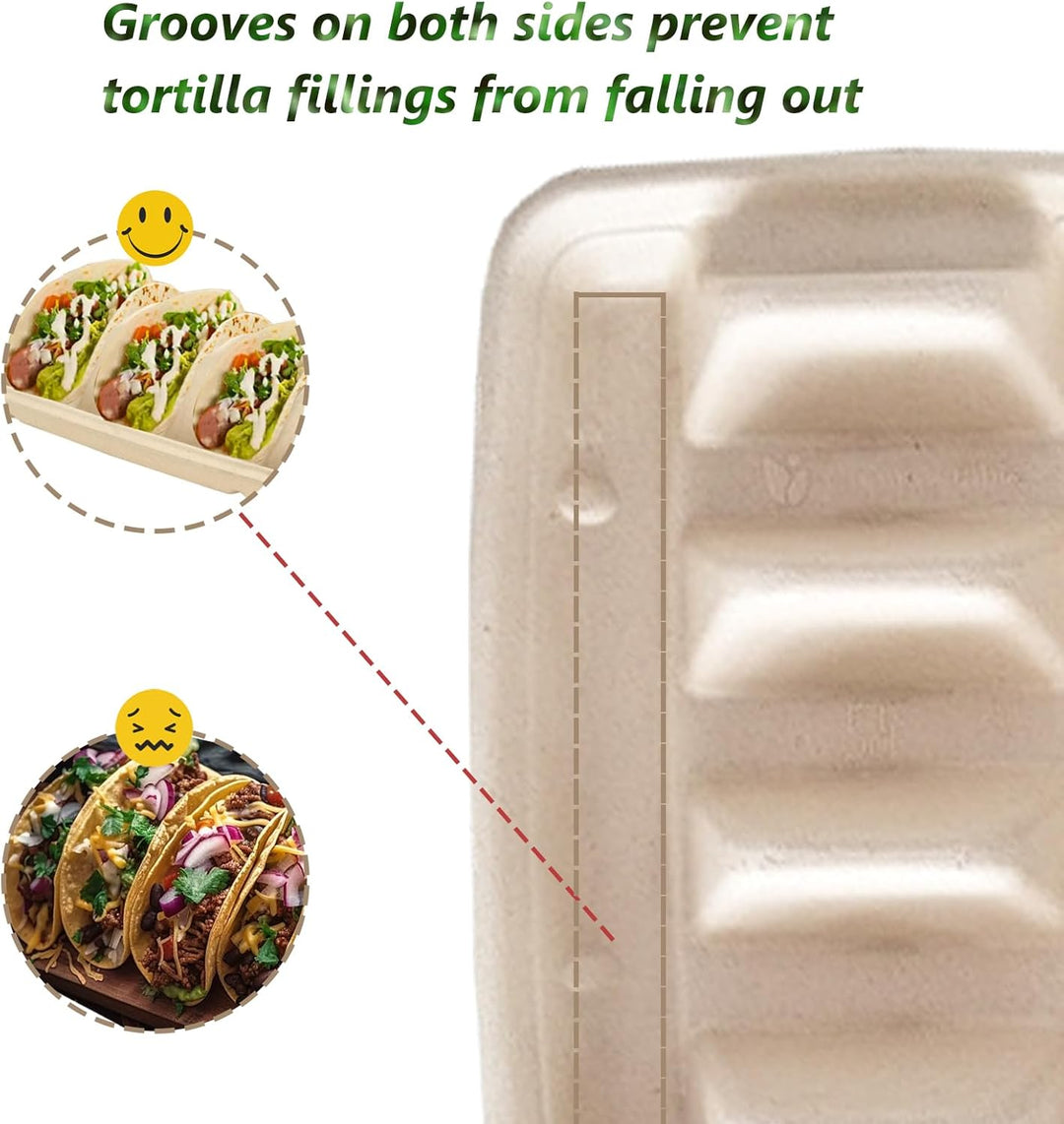 25 Stück Taco Halter Einweg, Taco Halter Ständer mit Griff, Taco Halter Pappe Taco Schalen Halter Ho