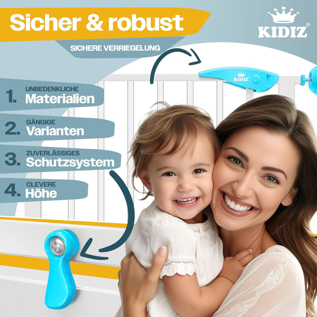 Kidiz® Türschutzgitter Absperrgitter Treppengitter Kindergitter | Gitter Haustier | ohne Bohren | be