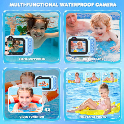 Unterwasserkamera Kinder Kamera Unterwasser Fotoapparat Wasserdicht Digitalkamera 12MP wasserdichte