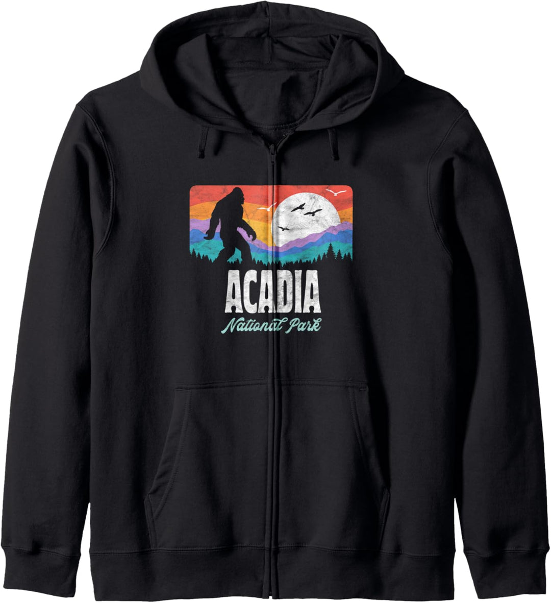 Acadia National Park Bigfoot & Maine Mountains Graphic Kapuzenjacke