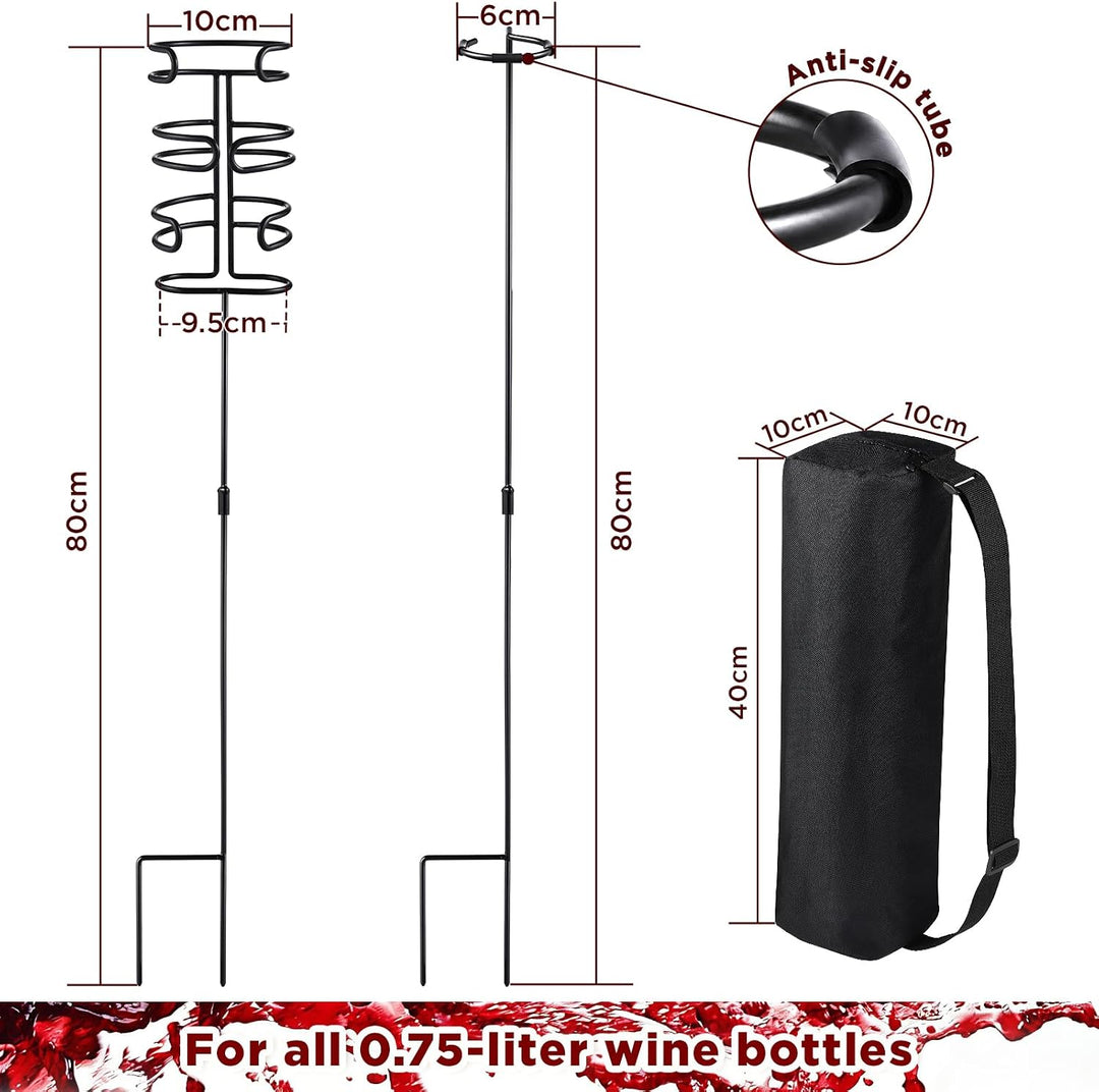 ecooe Weinständer Set - Enthält einen 80 cm langen Weinflaschenhalter aus Metall | 2 Stück Weinglash