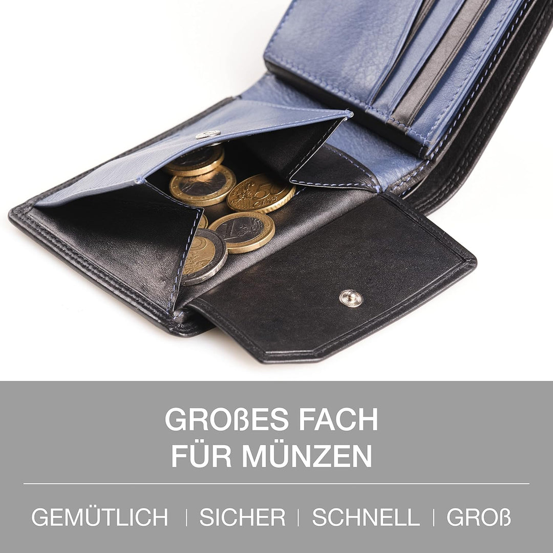 Lavalen® Geldbörse Herren Leder RFID - Portmonee Herren Gross - Portemonnaie Herren Leder Handgemach