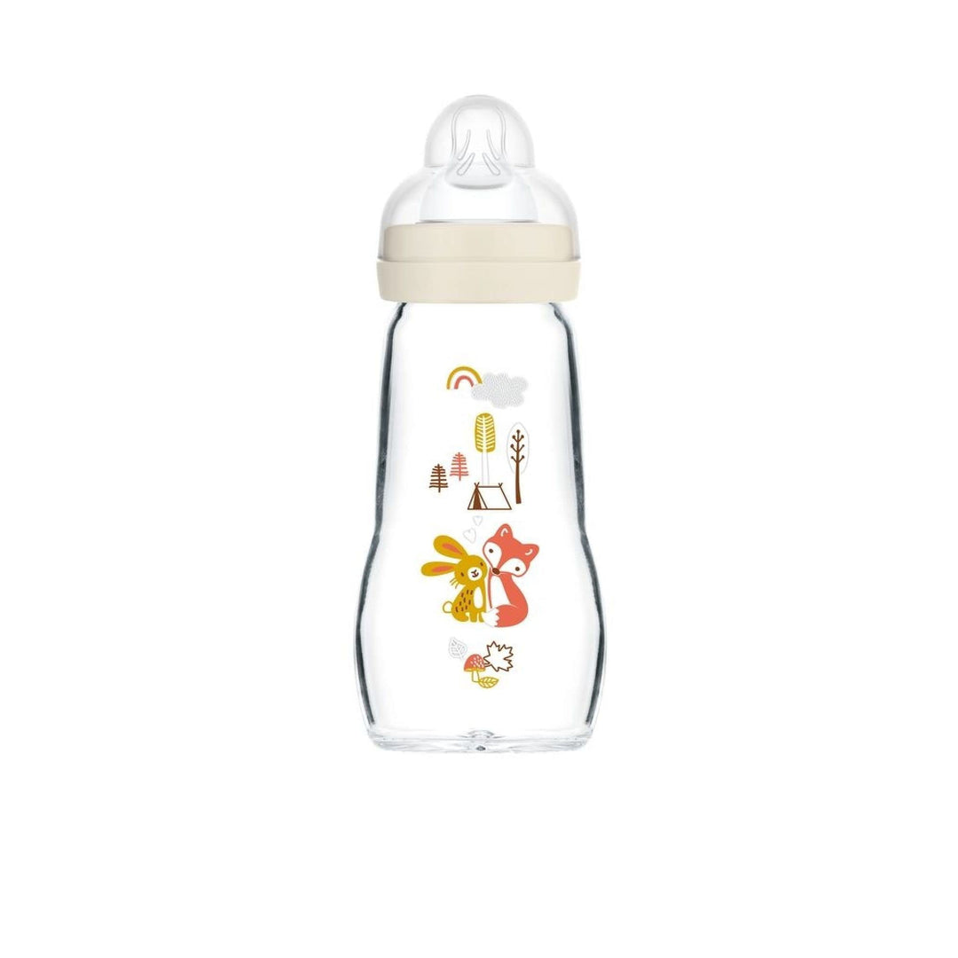 Mam Glass Bottle 260ml Silk Teat 2 Months + weiss, weiß