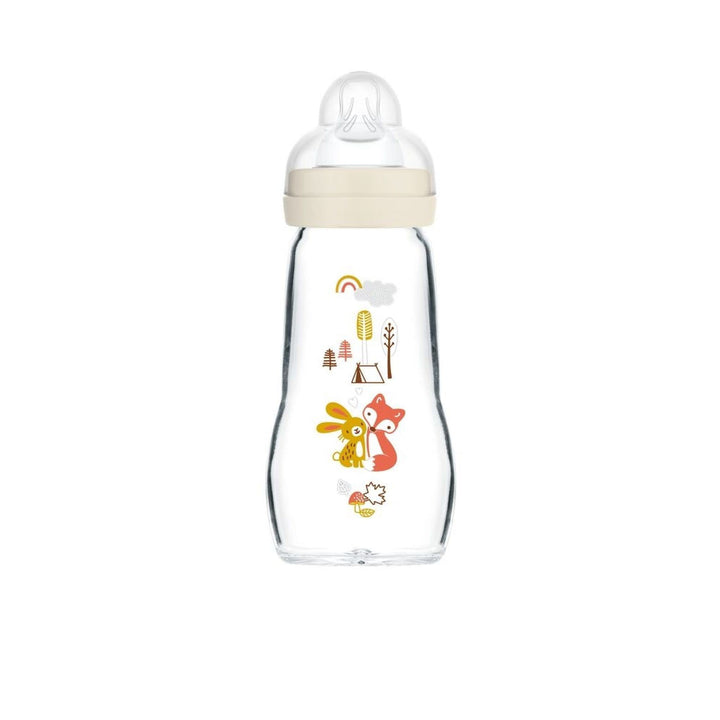 Mam Glass Bottle 260ml Silk Teat 2 Months + weiss, weiß
