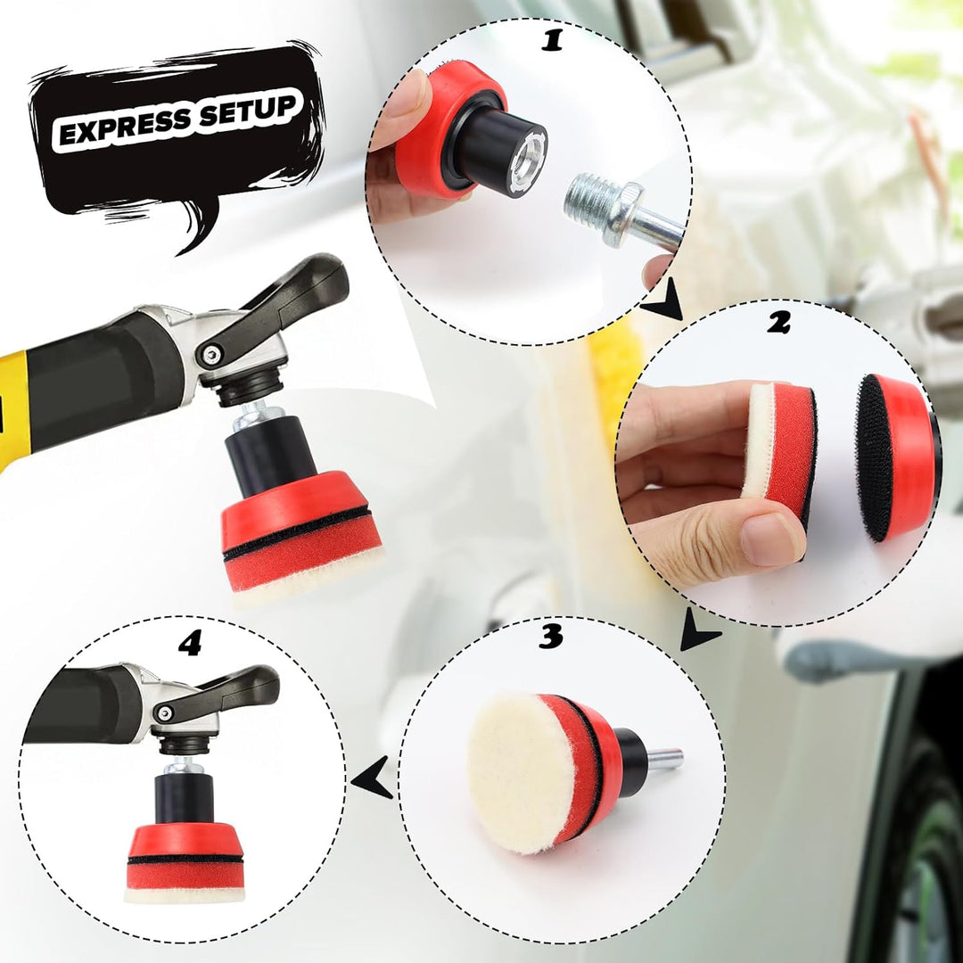 Polierschwämme Pads,Polierset Auto, Auto Polier Set 54 STK Polieraufsatz Akkuschrauber Set,für Polie