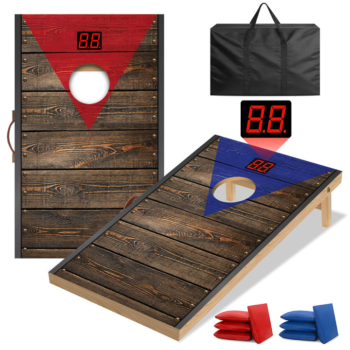 NZQXJXZ Cornhole Spiel Outdoor mit Automatischem Punktezähler, 90x55cm Massivholz Premium Corn Hole