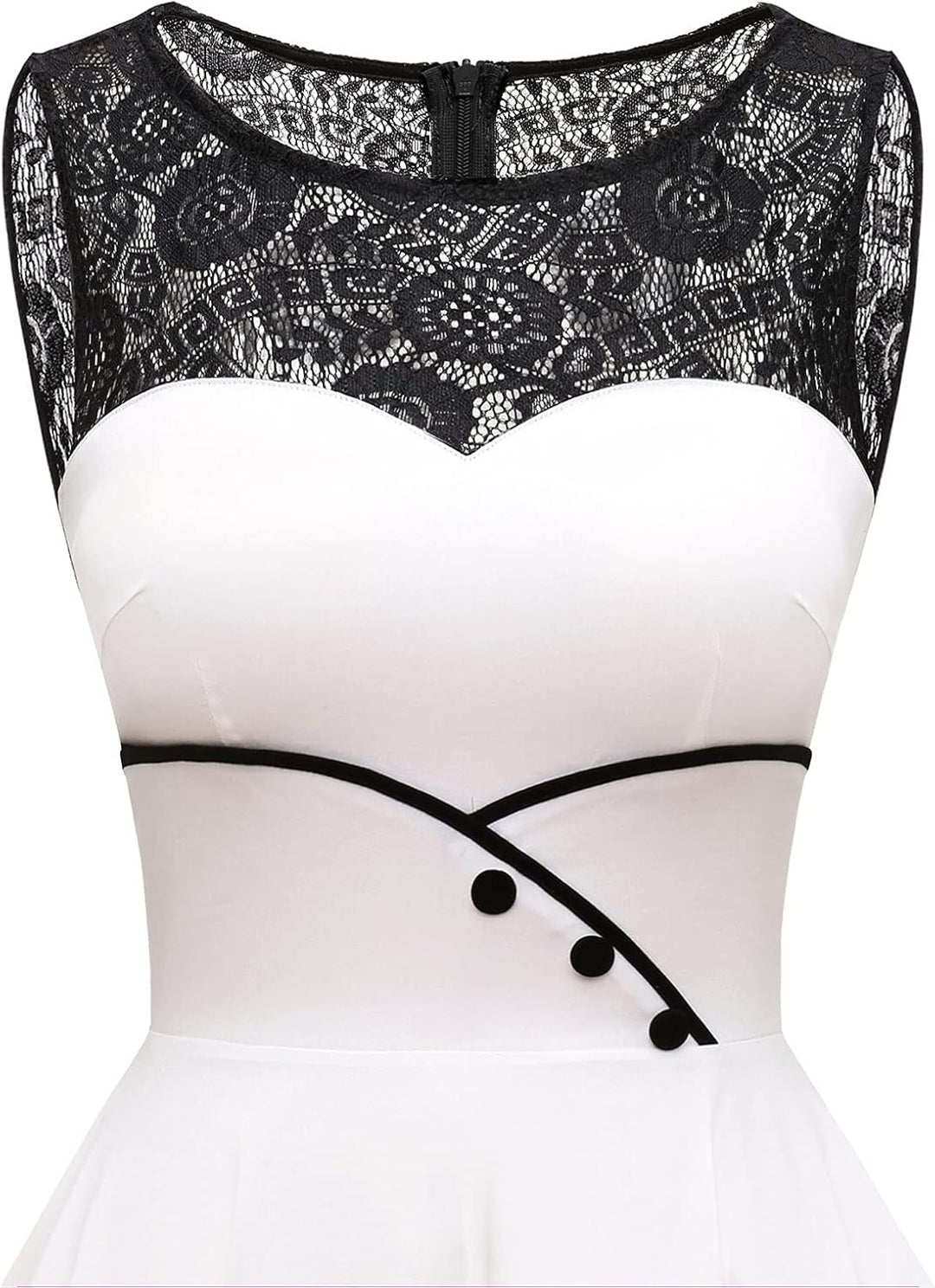 Bbonlinedress Damen Cocktailkleid Rockabilly Spitzenkleid 50er Retro Vintage Faltenrock Elegant Ärme