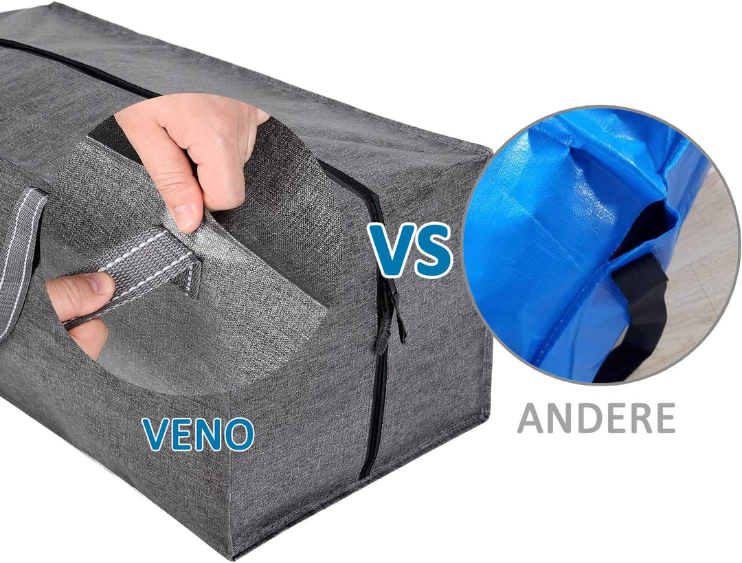 VENO 10-er Pack extra grosse Umzugstaschen mit Rucksackgurten, Umzugshelfer, starke Griffe und Reiss