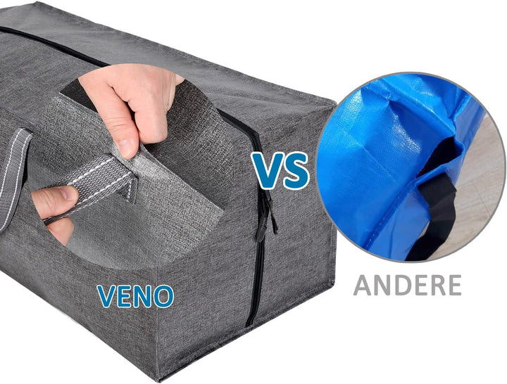 VENO 10-er Pack extra grosse Umzugstaschen mit Rucksackgurten, Umzugshelfer, starke Griffe und Reiss