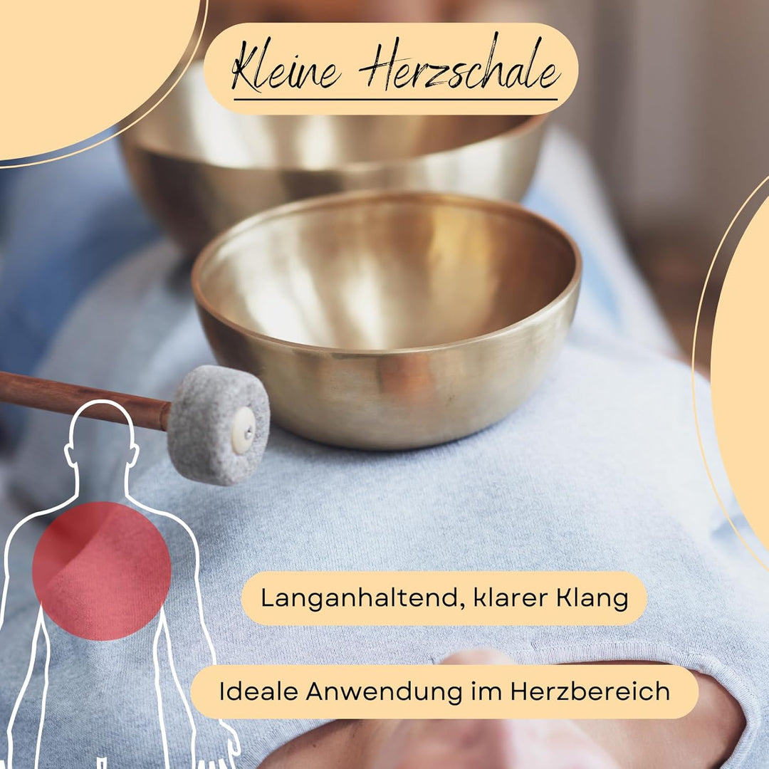 Peter Hess Therapieklangschale Kleine Herzschale (16 cm, 600 g) mit Filzschlägel und Filzuntersetzer