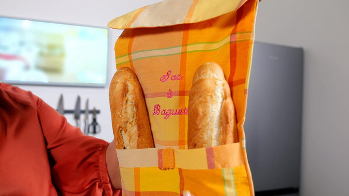 sac a sac SACASAC - Baguette-Tragetasche, kariert, 100% Baumwolle, 66 x 22 cm