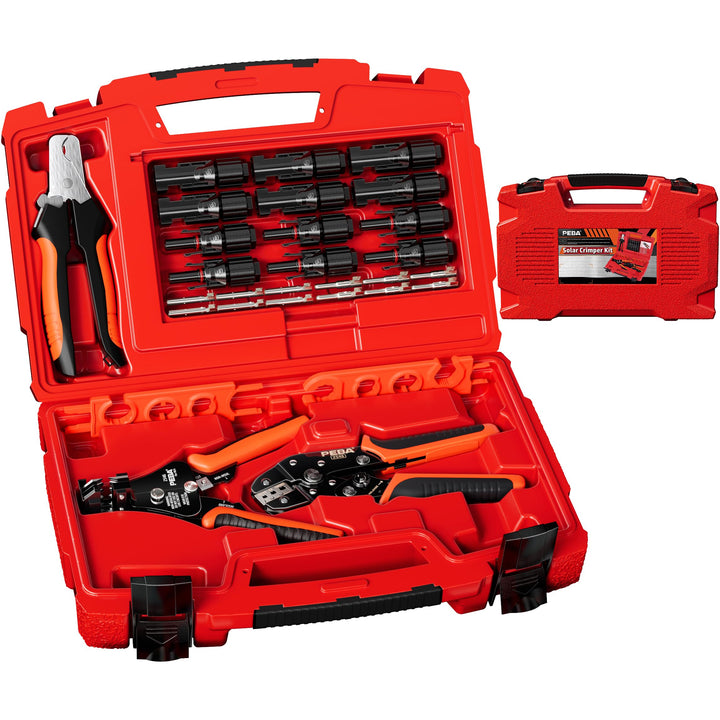 PEBA Solar Crimpzange Set für 1.5-6.0mm² Solarpanel PV Kabel, Inkl. Kabelstecker Stecker,Abisolierza