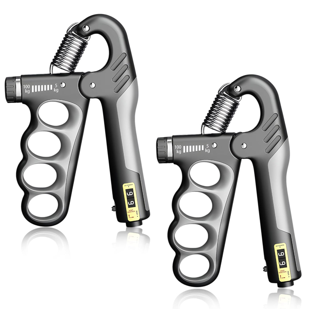 Handgriff Trainer 2er Set, Unterarmtrainer Verstellbarer Edelstahl 5-100kg mit Mechanischer Zählung,