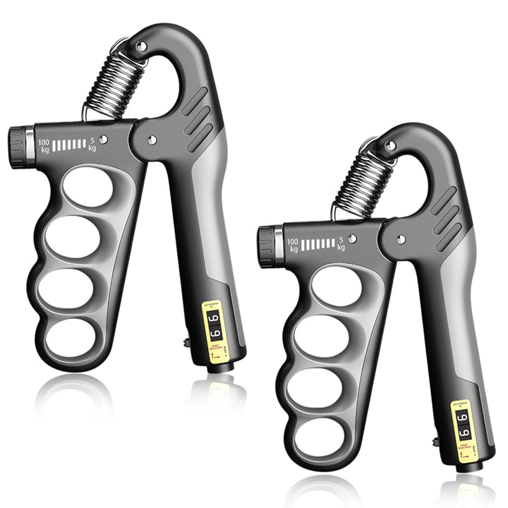 Handgriff Trainer 2er Set, Unterarmtrainer Verstellbarer Edelstahl 5-100kg mit Mechanischer Zählung,