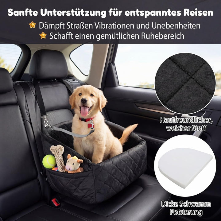 COSTWAY Hunde Autositz für kleine bis mittlere Hunde, Hundeautositz mit Sicherheitsleinen zum Anklip