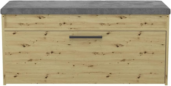 VBChome Schuhschrank mit Sitzfläche und Stauraum 100 x 35 x 49 cm Eiche Artisan Griffe Schuh-Organiz