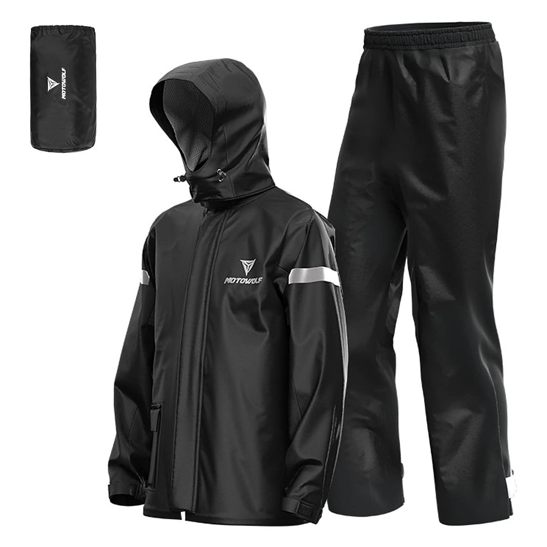 Lixada Herren Motorrad Regenanzug Outdoor Reflektierende wasserdichte Regenjacke und Hose Regenbekle