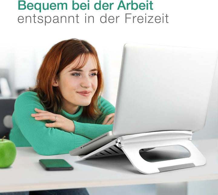 CELLONIC Laptopständer – Verstellbarer tragbarer Notebookhalter für Laptops/Tablets bis 17" – Rutsch