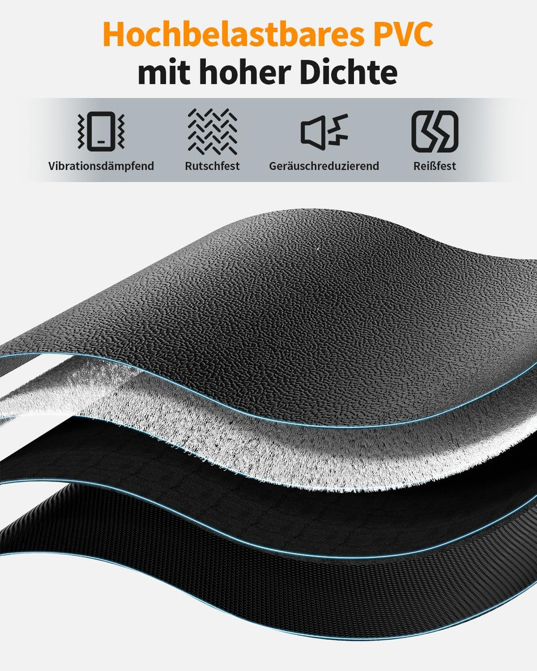 Laufband Matte Schalldämmend 173x61 cm Bodenschutzmatte Laufband, 6 MM Dicke Laufmatte für Heimstudi