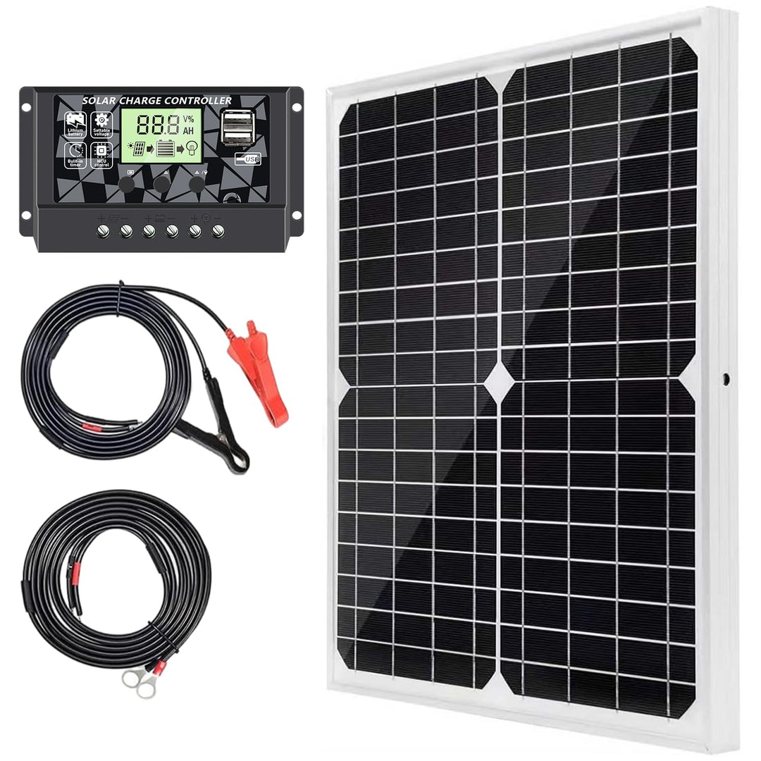 Topsolar 20W 12V Mono Solarpanel‑Set mit Laderegler für Batterie‑Aufladung, 20W