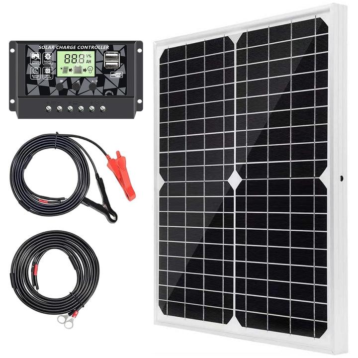 Topsolar 20W 12V Mono Solarpanel‑Set mit Laderegler für Batterie‑Aufladung, 20W