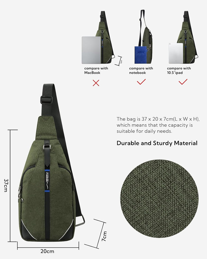 WATERFLY Anti-Diebstahl Sling Bag für Damen und Herren Brusttasche Hippie Crossbody Bag Multipurpose