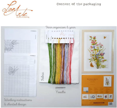 Lanarte Zählmusterpackung Feld- und Wiesenblumen Zähls Kreuzstichpackung, Baumwolle, Mehrfarbig, 31