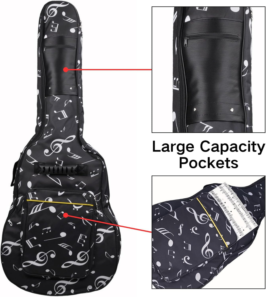 SUQ Wasserdichte Oxford Gitarrentasche, 40/41 Zoll Tasche Musikmuster Nylon Gigbag, E-Gitarrentasche