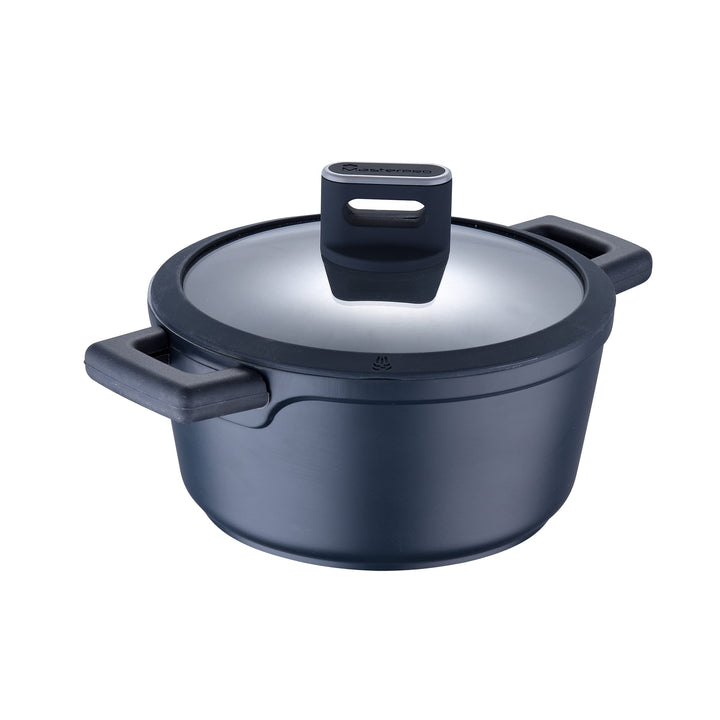MasterPRO Indigo | Topf mit Deckel 20 cm x 10 cm | Kochtopf Antihaftbeschichtet aus Aluminiumguss |
