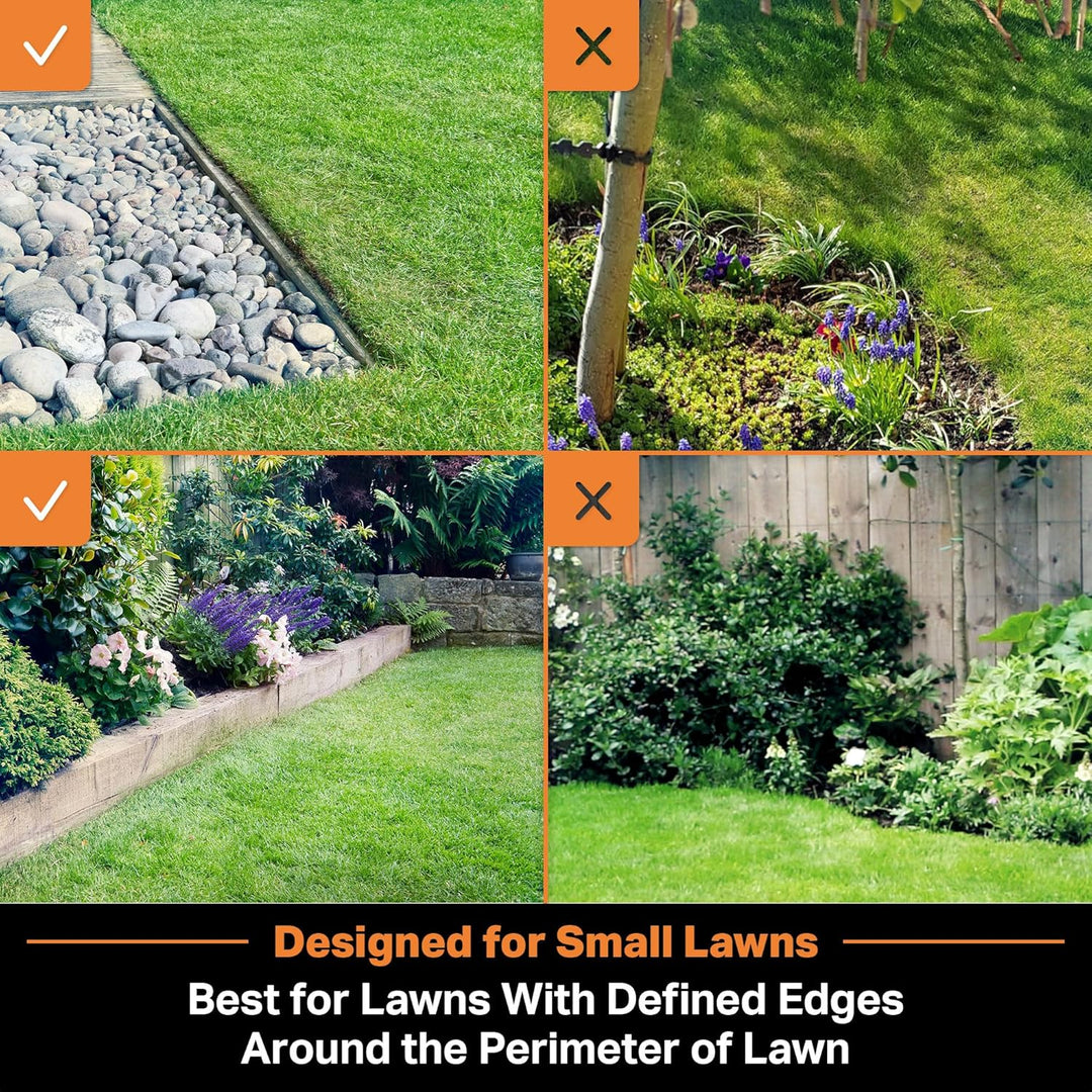 LawnMaster OcuMow™ Roboter-Rasenmäher mit kabellosem 24V MAX 10-Zoll-Gras-Trimmer-Kombi-Set, optisch