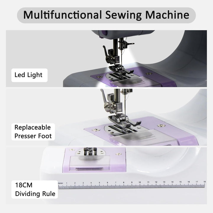GraceGlow Nähmaschine für Anfänger, Elektrische Kinder Nähmaschine Kleine, 12 Stichprogrammen Handnä