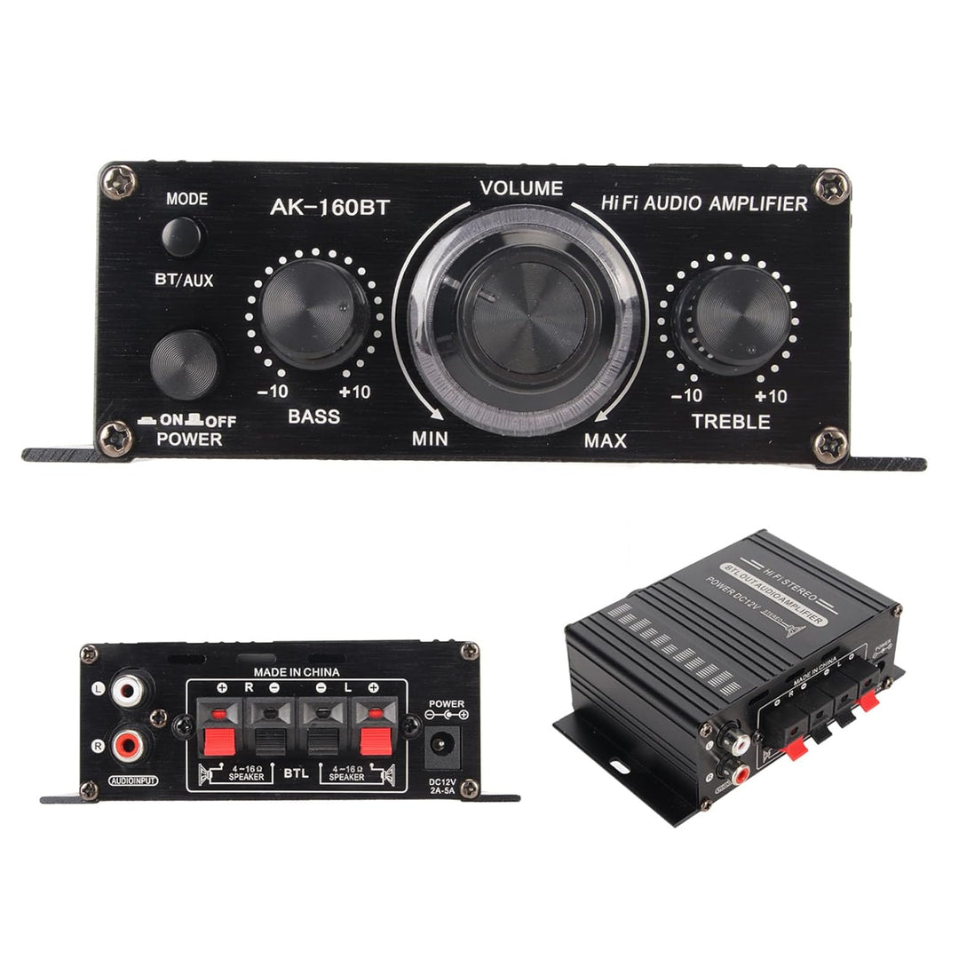 Bewinner AK-160BT Bluetooth 5.0 12 V 2-Kanal-Stereo-Digital-Audioverstärker, 20 Hz Bis 20 kHz Autora
