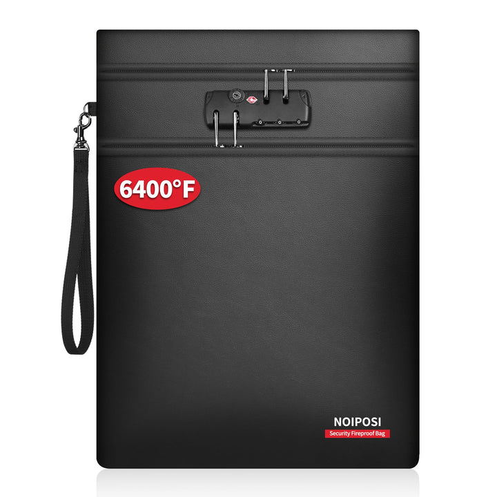 Noiposi 6400℉ Feuerfeste Dokumententasche mit Schloss, 38,1x27,9 cm Feuerfeste Tasche mit 2 Fächern