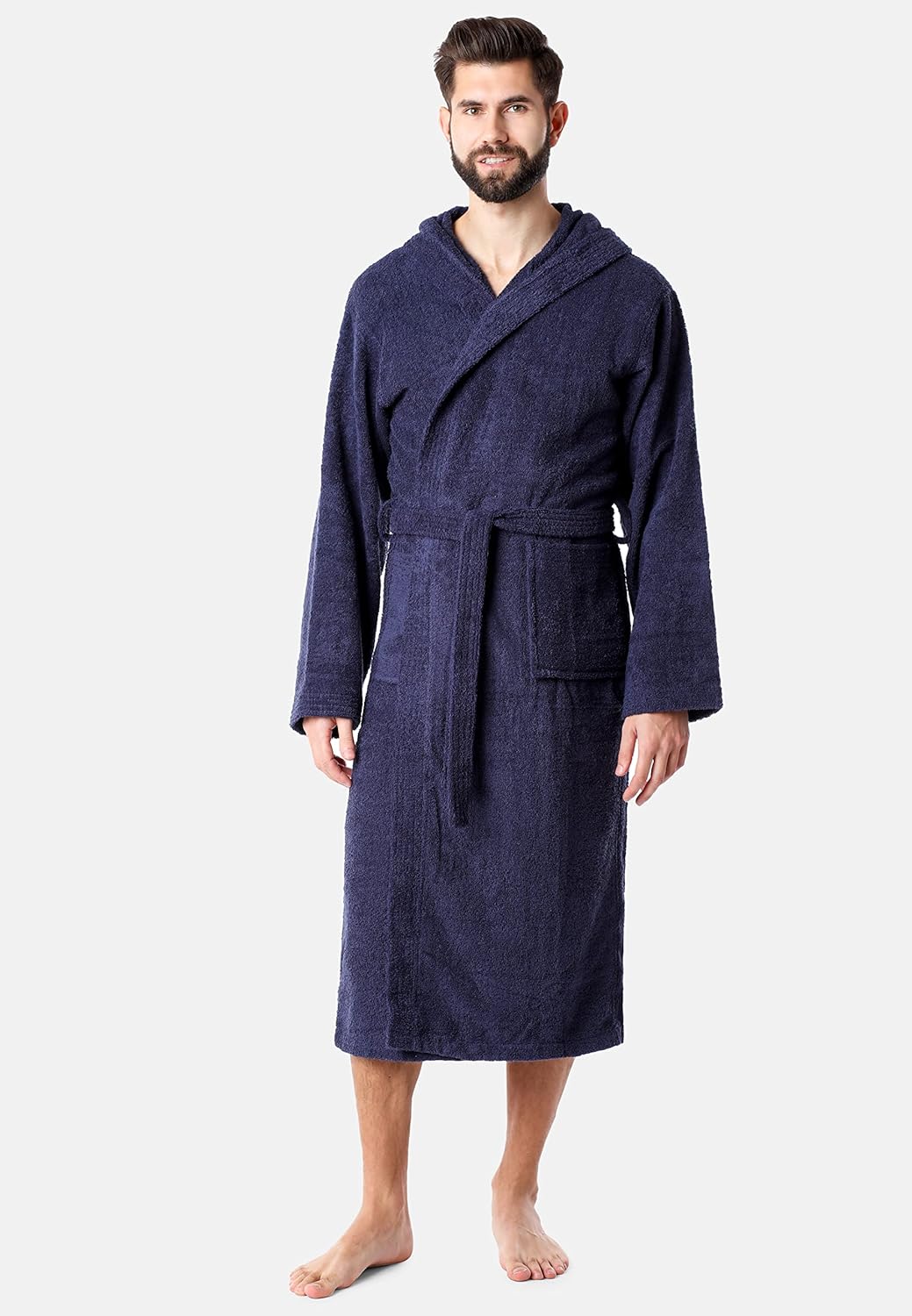 Ladeheid Herren Frottee Bademantel aus 100% Bio-Baumwolle LA40-224 S Dunkelblau (D12), S Dunkelblau