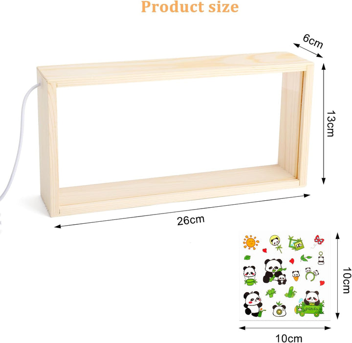 3D Bilderrahmen zum Befüllen, 26*6*13cm Objektrahmen Holz, leuchtender Fotorahmen, LED-Display-Artik