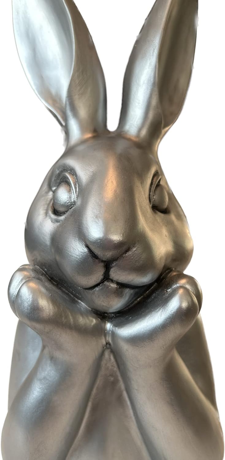 presentis HASENBÜSTE Osterhase Deko Ben 35 cm Silber Altsilber Osterdeko, Silber