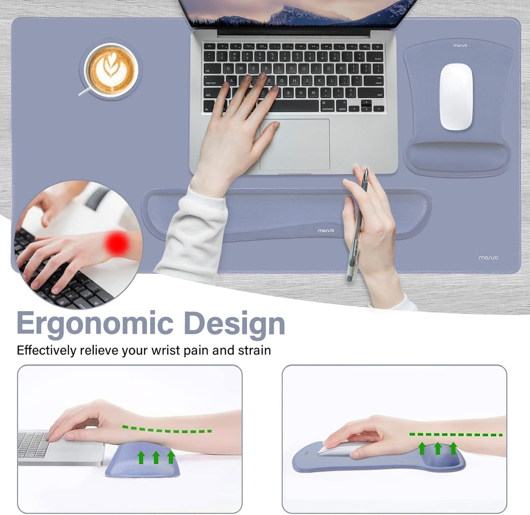 MOSISO Schreibunterlage Matte Tastatur Mauspad Set, 4-in-1 Ergonomisches Mousepad&Tastatur Handgelen