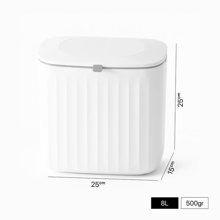 Mülleimer 8L mit Deckel – Abfalleimer Küche & Bad, weiss, Kunststoff PP+ABS, Soft-Close Doppelöffnun