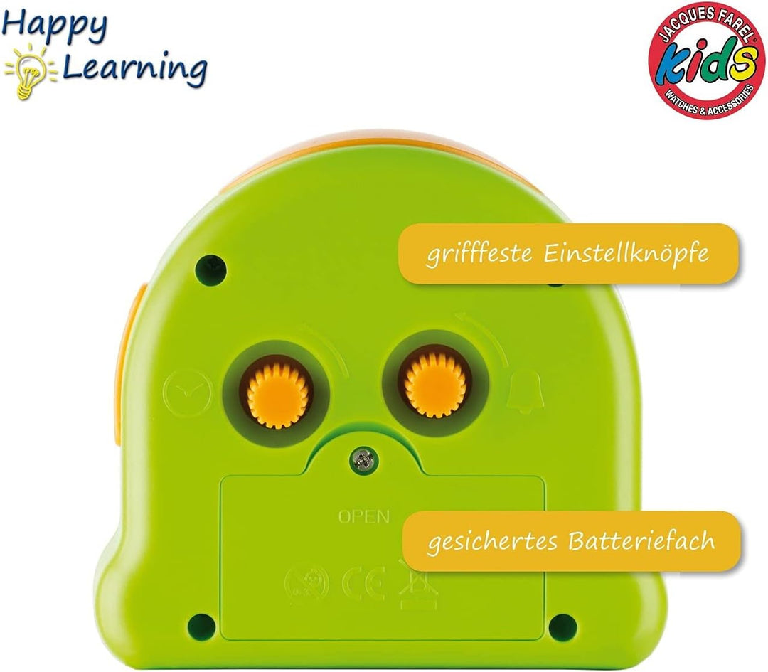 JACQUES FAREL Happy Learning Kinder-Wecker Lernwecker Jungen Mädchen Grün Hellblau ohne Ticken mit L