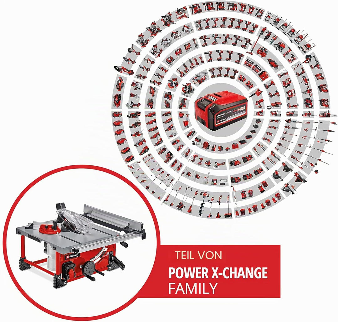 Einhell Akku-Tischkreissäge TE-TS 36/210 Li-Solo Power X-Change (Lithium-Ionen, Aluminiumtisch, Tisc