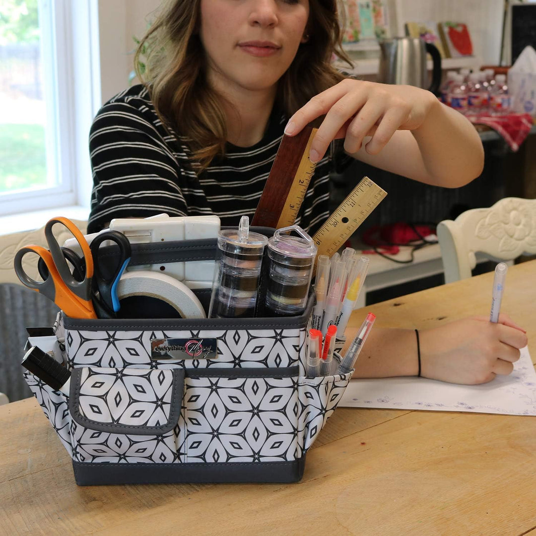 Everything Mary Schreibtisch-Organizer EVM12830-3, geometrisch, Grau/cremefarben Dunkelgrau, Dunkelg