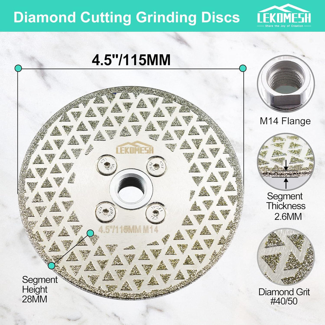 Diamant Fliesen Sägeblatt 115MM LEKOMESH - Doppelseitig Diamant-Trennscheibe für Granit,Marmor,Porze