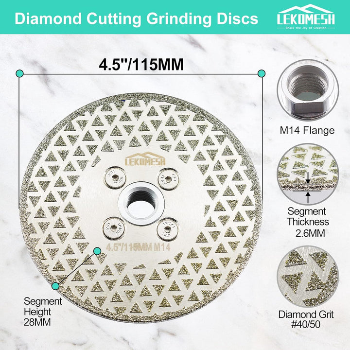 Diamant Fliesen Sägeblatt 115MM LEKOMESH - Doppelseitig Diamant-Trennscheibe für Granit,Marmor,Porze