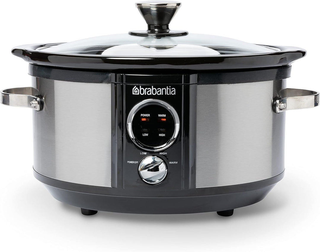 Brabantia Slow Cooker, Antihaftbeschichtung, drei verschiedene Heizstufen, Kontrollleuchte, abnehmba
