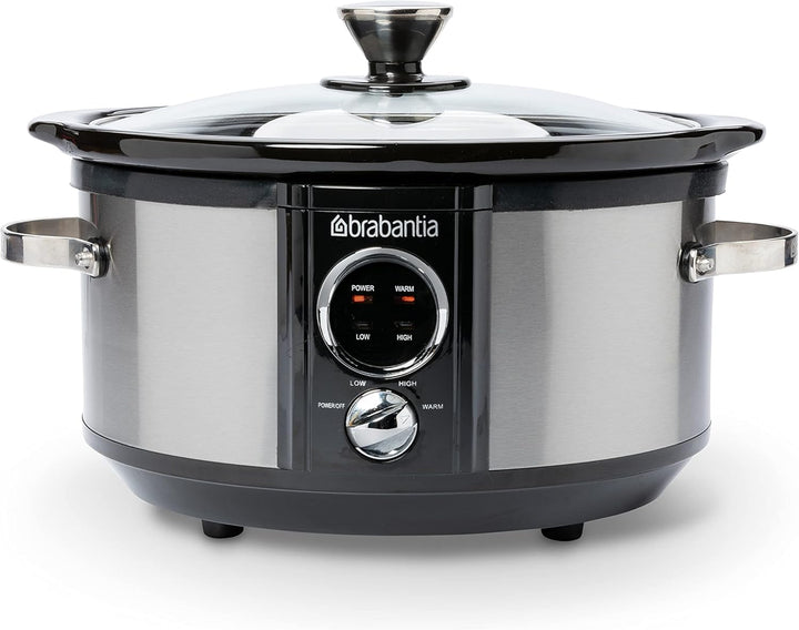 Brabantia Slow Cooker, Antihaftbeschichtung, drei verschiedene Heizstufen, Kontrollleuchte, abnehmba