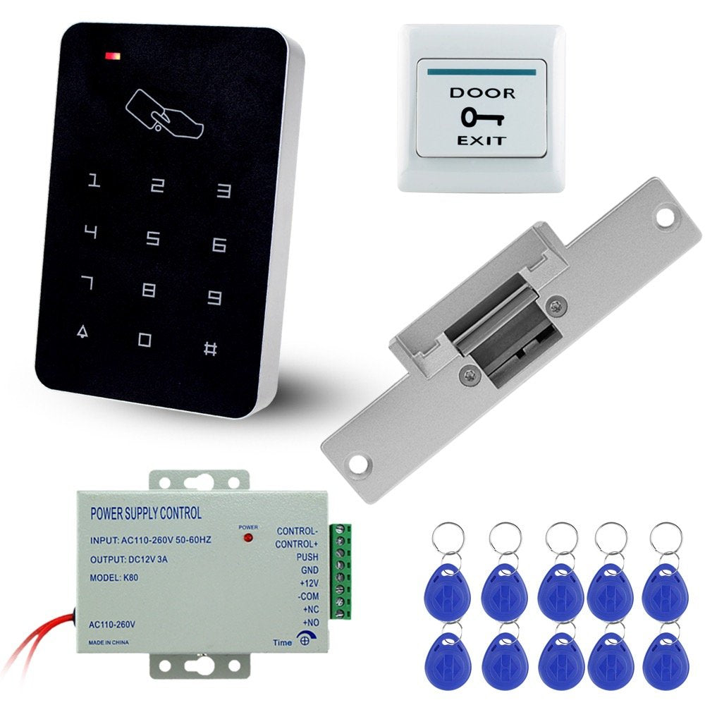 Libo Komplettes Set RFID-Zugangskontrollsystem mit elektrischer Verriegelung Typ NC, Stromversorgung